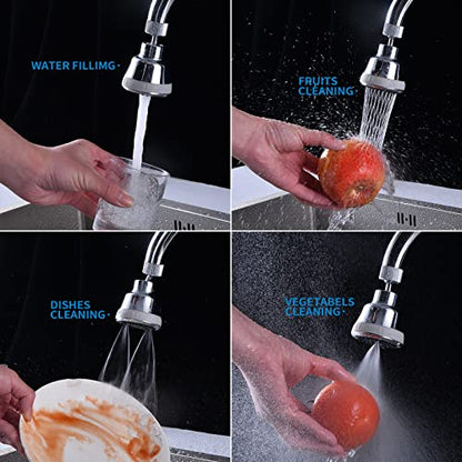 4 Spray Modes Faucet Aerator,360 Degree Faucet Sprayer Attachment,Big Angle Kitchen Faucet Aerator,Swivel Faucet Extender,Sink Sprayer Attachment for faucet,55/64 inch Female Thread (Chrome) - color: Chrome