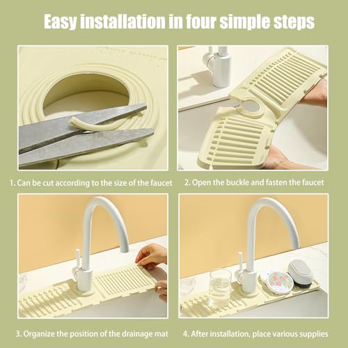 Swicado Faucet Mat for Kitchen Sink - 2024 Upgraded Premium Silicone Splash Guard with Fast Drying Properties - Protective Sink Tray Ideal for Stone Sinks in Kitchen & Bathroom (1, Gray) - color: Gray