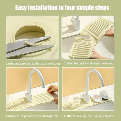 Swicado Faucet Mat for Kitchen Sink - 2024 Upgraded Premium Silicone Splash Guard with Fast Drying Properties - Protective Sink Tray Ideal for Stone Sinks in Kitchen & Bathroom (1, Gray) - color: Gray