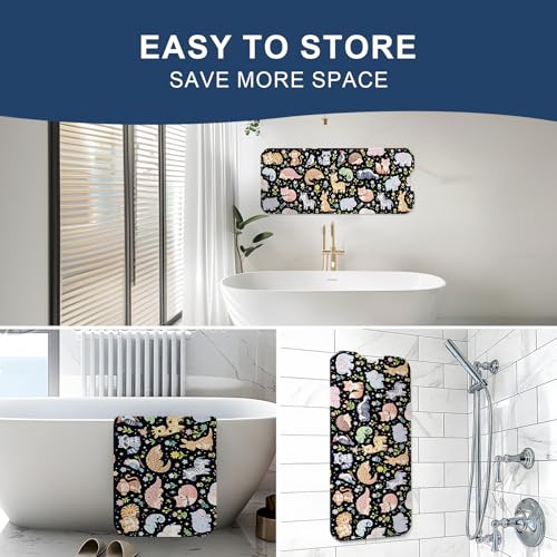Baby Bath Mat for Tub Non Slip Kids, BPA Free Extra Long Bathtub Mat 40x16 with Drain Holes and 200 Suction Cups, Non Toxic Machine Washable Toddler Bath Mat, Eco-Friendly Certified - color: P-black Animal Collection