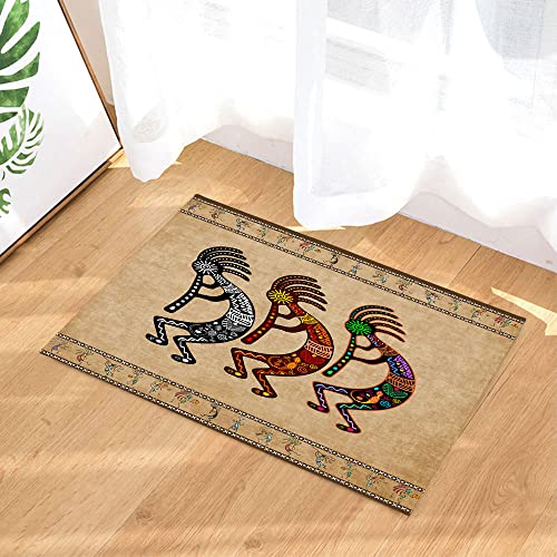 JAWO Southwestern Tribal Bathroom Rug - Geometric Retro Abstract Art, Memory Foam (16X24inches), Brown - color: Brown, size: 1'4" x 2' (Rectangular)