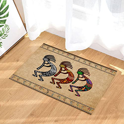 JAWO Southwestern Tribal Bathroom Rug - Geometric Retro Abstract Art, Memory Foam (16X24inches), Brown - color: Brown, size: 1'4" x 2' (Rectangular)