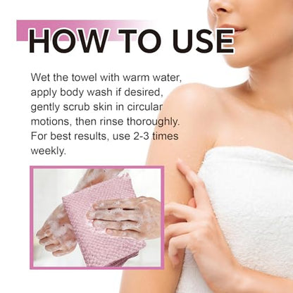 2 PCS Exfoliating Shower Towel, Premium Scrub Bathroom Towel Set, 47"Dual-Sided Body Scrubber for Sensitive Skin, Deep Cleansing for Body & Face, Long Back Scrubber for Women Men, Pink - color: Pink
