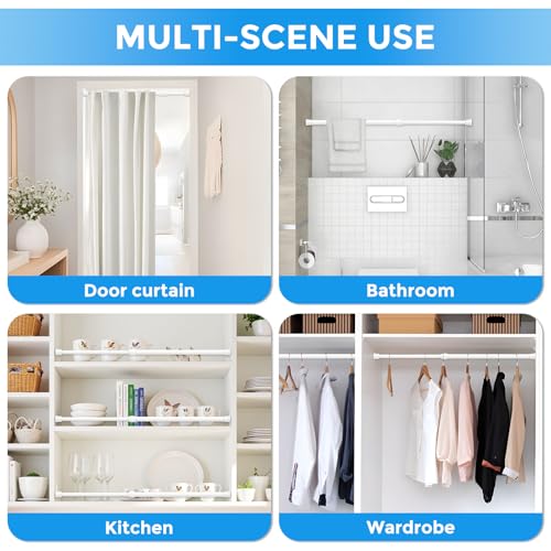 2 Pack Spring Tension Curtain Rod 17 to 28 Inch, DIY Small Curtain Rods No Drill for Window Cupboard Closet Kitchen Cabinets, White - color: White, size: 17" to 28"-2Pcs