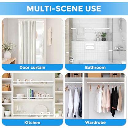 2 Pack Spring Tension Curtain Rod 17 to 28 Inch, DIY Small Curtain Rods No Drill for Window Cupboard Closet Kitchen Cabinets, White - color: White, size: 17" to 28"-2Pcs