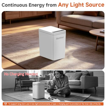 Solar Automatic Trash Can: 2 Pack 2.6 Gallon & 4 Gallon Motion Sensor Garbage Can, No Charging Required, Slim Smart Touchless Trash Bin with Lid for Bedroom, Living Room, Bathroom, Office, RV, White - size: 2.6 gallons + 4 gallons