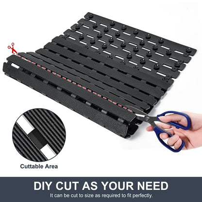 Yolife Quick Drain Shower Mat, 24.8 x 15.8 inch Power Grip Shower Mat Non Slip, Raised Non Slip Shower Mats for Inside Shower, Heavy Duty Curlable Stand up Shower Floor Mat,Black