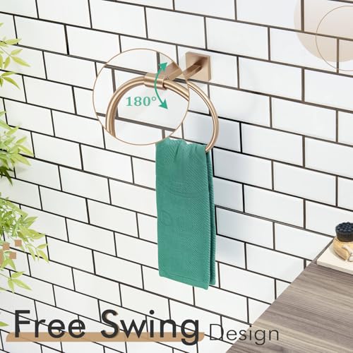 KOKOSIRI Hand Towel Holder Wall Mounted Towel Ring Bathroom Accessories Shower Towel Hanger Rack Stainless Steel Champagne Bronze, B3010CPG - color: Champagne Bronze