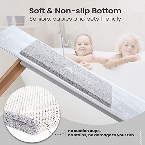 Nonslip Bathtub Mat, Anti Slip Bath Mat 0.6" Extra Thick, Quick Dry Bath Tub Anti Slip Shower Mat, Loofah Non-Slip Bath Mat for Tub Bathroom Pool Kitchen Entryway Home Hotel(Light Gray 16x27) - color: Light Grey, size: 27" x 16" (Rectangular)