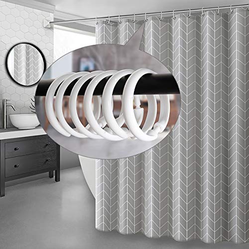 Shower Curtain Rings-12 Pack- Plastic Shower Curtain Hooks O-Shaped Rings Hook Glide Easily on Bathroom Shower Rod(White)