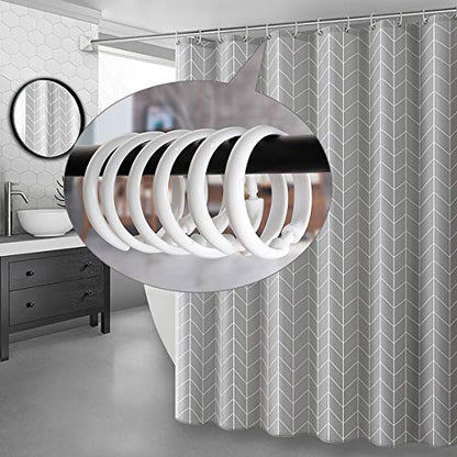 Shower Curtain Rings-12 Pack- Plastic Shower Curtain Hooks O-Shaped Rings Hook Glide Easily on Bathroom Shower Rod(White)