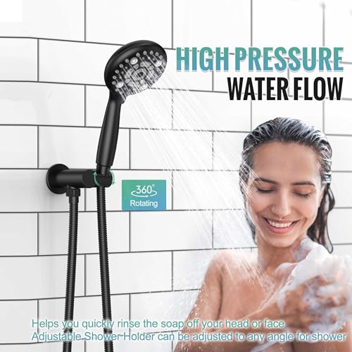 SR SUN RISE Shower Faucet - 10 Inch Multifunctional High Pressure Shower Head System with Handheld Shower Head Fixtures - Valve Included - Matte Black - color: Matte Black, size: 10 Inch
