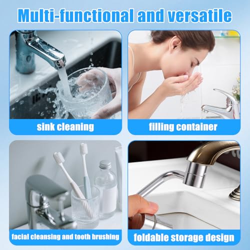 Rotatable Sink Faucet Aerator Extension, Universal Rotating U-Shaped Faucet Extender with Washers 2 Modes Adjustable Flexiflow 1080° Rotating Tap Spray Head Adapter for Kitchen & Bathroom Upgrade