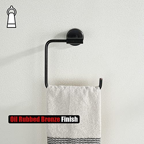 JQK Towel Ring Oil Rubbed Bronze, Stainless Steel Square Ring Towel Holder for Bathroom, 6 Inch ORB Wall Mount, TR140-ORB - color: Oil Rubbed Bronze