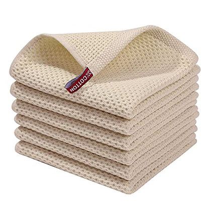 BALCONY & FALCON Waffle Weave Dish Towel Kitchen Towel Hand Dish Rags Great for Household Cooking Cleaning Kerchief,12x12inches,Set of 6 Beige - color: Beige, size: 12in x 12in set of 6