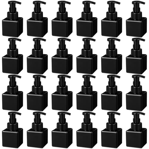 Foaming Soap Dispenser 8.5 oz Foam Pump Bottle Bulk Empty Travel Foaming Dispenser Refillable Hand Soap Plastic Pump Bottle Travel Clear Container for Bathroom Vanities(24 Pcs,Whole Black) - color: Whole Black