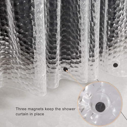 WELTRXE Extra Long Shower Curtain Liner with Magnets, 72 x 84 Inch Waterproof 3D Water Cube Clear Bathroom Shower Curtains, No Chemical Smell, Heavy Duty, Extra Long for Shower Stall, Bathtubs - color: Clear-water Cube, size: 84"W x 72"L (Pack of 1)