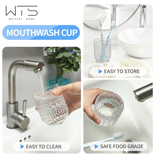 Glass Toothbrush Holders for Bathroom, Water Glass, Unbreakable Clear Bathroom Tumbler Cup, Mouthwash Cup, Toothpaste Storage Stand, Tooth Brush Organizer for Vanity Countertop