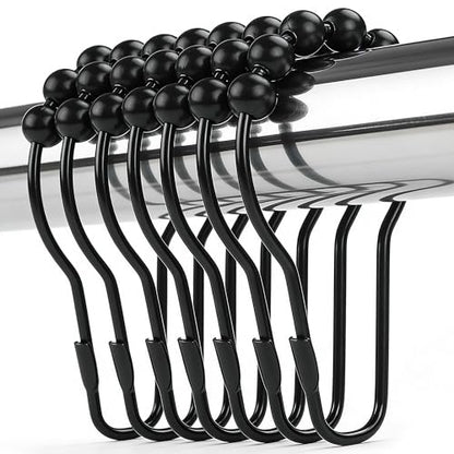 Shower Curtain Hooks Rings, Rustproof Metal Shower Curtain Rings for Bathroom Shower Rods Curtains - Set of 12, Matte Black - color: Matte Black