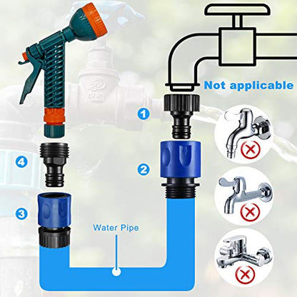 Hotop 16 Pcs Garden Hose Quick Connector, 3/4 Inch Fittings, Blue Black | Male Female Fittings, 10 Rubber Gaskets, Plastic Adapters for Garden Watering, Car Wash, Leak-Proof, Tool-Free Install - color: Blue, Black