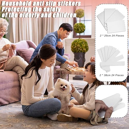 Bathtub Non Slip Stickers Self Adhesive Waterproof Strong Grip Anti Slip Strips for Bath Tub Shower Stairs Ladders Boats Floor Kitchen2x38cm24 Pcs (2 * 38cm 24 Pieces) - size: 2*38cm 24 pieces