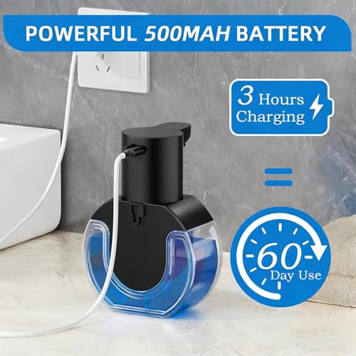 2Pack Automatic Soap Dispenser Touchless, Rechargeable Foaming Soap Dispenser,15oz/420ml Smart Hand Soap Dispensers,4-Level Adjustable,Wall Mount for Bathroom Kitchen Dish Soap,Hands-Free,Black - color: 2 Pack-black 02, style: Foam