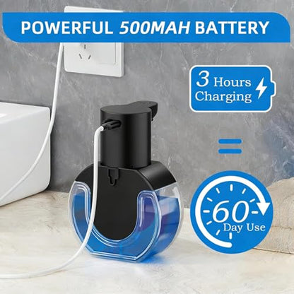 2Pack Automatic Soap Dispenser Touchless, Rechargeable Foaming Soap Dispenser,15oz/420ml Smart Hand Soap Dispensers,4-Level Adjustable,Wall Mount for Bathroom Kitchen Dish Soap,Hands-Free,Black - color: 2 Pack-black 02, style: Foam