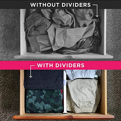 6 Drawer Organizer and Dividers, Organize Silverware and Utensils in Home Kitchen, Divider for Clothes in Bedroom Dresser, Designed to Not Snag Underwear and Bra Fabrics, Bathroom Storage Organizers - size: 4" Tall, 11"-17" Long, 6 Pack