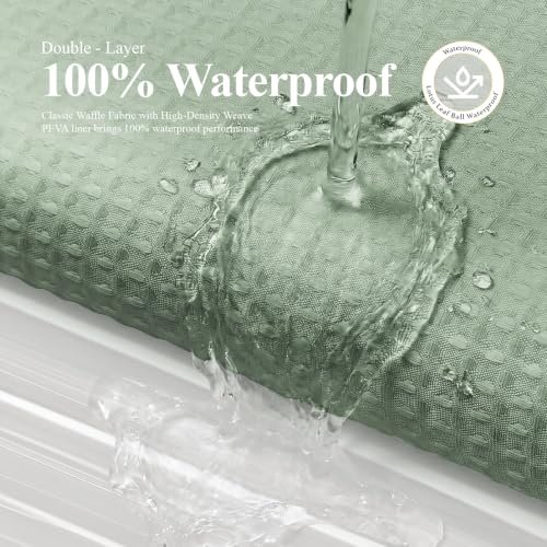 Extra Long Waffle Shower Curtain Set with Liner 72x84 Sage Green | 84 Inch Long, Waterproof Clear PEVA Liner, 256GSM Heavy Duty Fabric, Tall Hotel Luxury Shower Curtains for Bathroom, 12 Hooks - color: A Sage Green, size: 72"W x 84"L (Pack of 1)