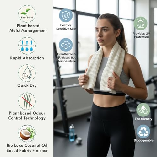 Bamboo Viscose Waffle Bath Towels - Pack of 4 - Ivory - 250 GSM – 100% Viscose Derived from Bamboo - Quick-Dry Waffle Weave - Spa & Gym Ready - Oeko-TEX Certified – Absorbent - Breathable - color: Ivory