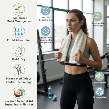 Bamboo Viscose Waffle Bath Towels - Pack of 4 - Ivory - 250 GSM – 100% Viscose Derived from Bamboo - Quick-Dry Waffle Weave - Spa & Gym Ready - Oeko-TEX Certified – Absorbent - Breathable - color: Ivory