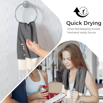 cabanana Hand Towels for Bathroom - 2-Pack,16x40 Inch-100% Cotton,Turkish Bathroom Hand Towels,Super Absorbent & Quick-Dry Soft for Bath, Kitchen, Spa, Face, Hair, Dishcloth (Quarry) - color: Z Diamond Quarry 16x43