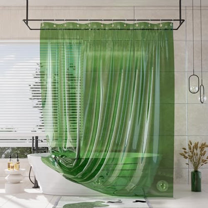 AmazerBath Long Shower Curtain Liner, 100% EVA Soft Clear Green Heavy Duty 78 inch Shower Curtain and Liner 2-in-1, 72x78 Plastic Bathroom Shower Curtain, 12 Rustproof Grommets & 3 Weighted Stones - color: Rainbow Emerald, size: 72"W x 78"L (Pack of 1)