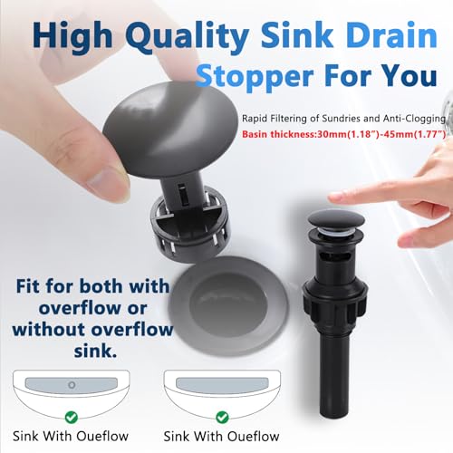 Friho Matte Black Waterfall Bathroom Faucet, 8 Inch Widespread 3 Hole Sink Faucet with 2 Handles, Pop-up Drain & Supply Lines, Stainless Steel Vanity Faucet for Bathroom - style: Thin Square