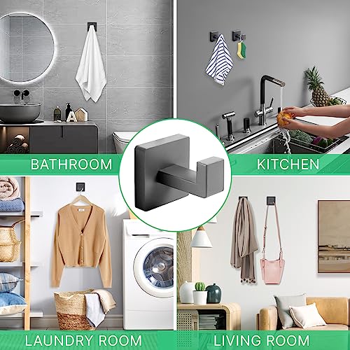 Heavy Duty 33 Lbs Stainless Steel Towel Hooks, Wall Mounted Square Robe Hooks for Bathroom, Kitchen, Bedroom, Hotel 2 Pack Grey - color: Gray