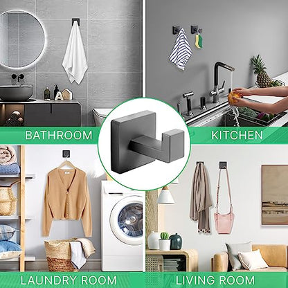 Heavy Duty 33 Lbs Stainless Steel Towel Hooks, Wall Mounted Square Robe Hooks for Bathroom, Kitchen, Bedroom, Hotel 2 Pack Grey - color: Gray