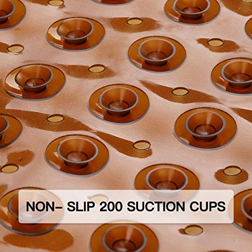 YINENN Bath and Shower Safety Mats 40x16 inch, Non Slip with Suction Cups for Bathroom Stall and Tub Floor, Extra Large and Machine Washable, Drain Holes Keep Bathtub Clean, Brown - color: Brown