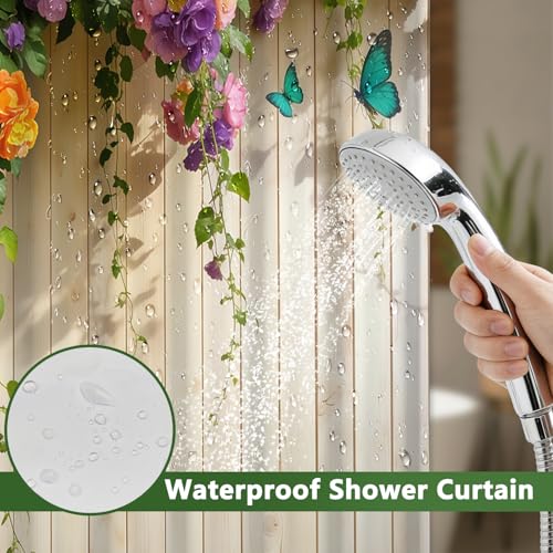No Hook Floral Shower Curtain with Snap in Liner, Machine Washable Cloth Shower Curtain with See Through Window and Weighted Bottom, Waterproof Fabric Summer Shower Curtains for Bathroom, 71x74 Inches - color: Flower Vines