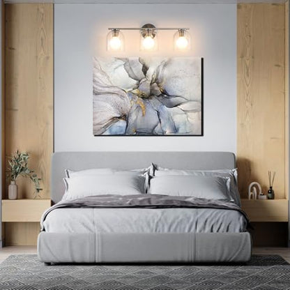 WOSHITU Bathroom Vanity Light Fixtures: 23.3 Inch Modern Brushed Nickel Bathroom Vanity Lights Over Mirror with Clear Glass Shade, 3-Light Farmhouse Vanity Lights Fixture - color: Brushed Nickel, size: 3-light