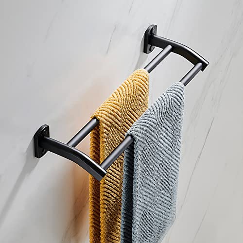 Black Double Towel Bar, Hand Towel Rack for Bathroom Wall Mounted Towel Hanger, Matte Black Bath Towel Rod,16 Inch - size: 16 Inch Double Bar