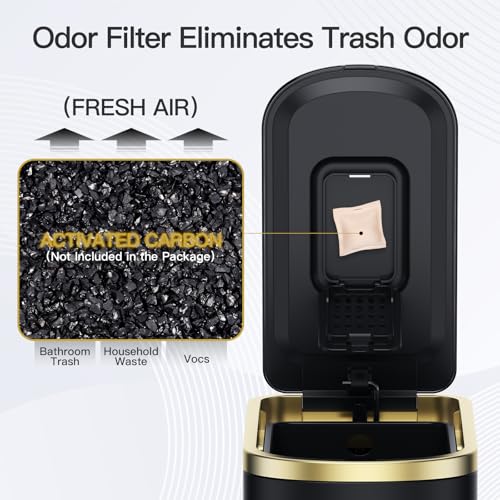CEROELDA Small Bathroom Trash Can with Lid Soft Close-10L/2.6 Gal Slim Garbage Can-Metal Step Wastebasket-Rectangle Narrow Waste Bin for Office, Bedroom, Toilet, Live Room (Black) - color: Black, size: 2.6 Gallon