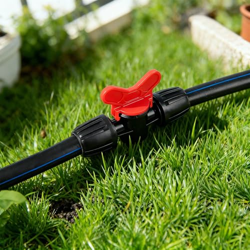 12 Pack 1/2 Inch Drip Irrigation Valve Fittings (1/2" ID x 0.6-0.65" OD), 1/2'' Dripline Barbed Shut Off Valve Connectors with Anti-Drop Lock Nuts for Garden Lawn Irrigation System Connection - size: 1/2" Nut Valve-12P