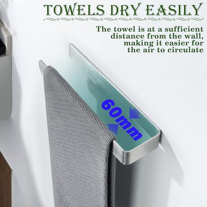Alise Hand Towel Holder Self Adhesive Towel Bar for Bathroom,Brushed | Towel Hanger for Bathroom,SUS304 Stainless Steel Towel Rack for Kitchen Under Sink Cabinet Wash Basin Side,No Drilling - color: Brushed