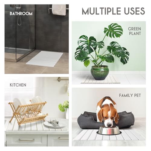 BoxedHome Stone Drying Mat for Kitchen Counter, Large Stone Drying Mat Foldable, Absorbent Diatomaceous Earth Bath Mat Quick Dishes Bottles Cups Bathroom 24"(L)×16"(W), White - color: White