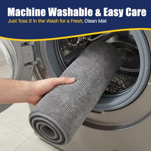 Muddy Mat® CloudStep Bathroom Rugs 2 Piece Set, Non Slip Bath Mats for Bathroom, Absorbent Memory Foam Chenille, Machine Washable Quick Dry Toilet Rug Set, Grey 20"x30" + 20"x20" U-Shaped - color: Grey