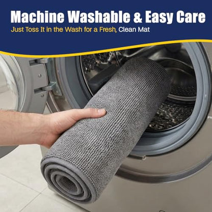 Muddy Mat® CloudStep Bathroom Rugs 2 Piece Set, Non Slip Bath Mats for Bathroom, Absorbent Memory Foam Chenille, Machine Washable Quick Dry Toilet Rug Set, Grey 20"x30" + 20"x20" U-Shaped - color: Grey
