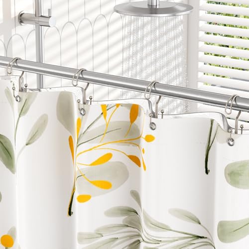 Bathway Nickel Shower Curtain Hooks Ring, 12 Pcs Double Sided Shower Hooks, Rust Proof Metal Shower Hooks for Bathroom, Anti-Drop Shower Rings for Shower Curtain & Liners - color: Nickel, style: Double-layer Shower Hooks