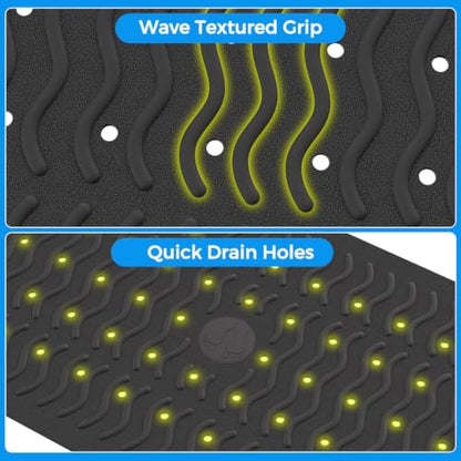 Non Slip Bathtub Mat & Shower Mat, 31x15'' Anti Slip Bath Mat for Tub, Soft TPE Anti-Skid Bathroom Mat with 194 Suction Cups & Drain Holes, Wave-Textured Grip, Machine Washable, Black - color: Black