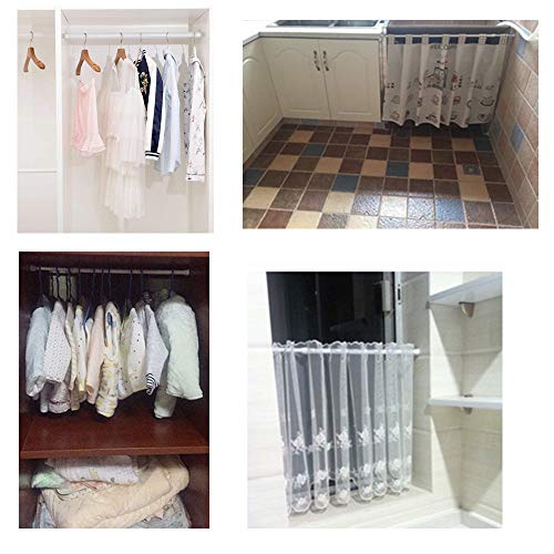 4 Pack Tension Rods, 21.6-35.4 Inch Adjustable Spring Steel Cupboard Bars Tension Curtain Rod Shower Rod Extendable Width (White) - color: White, size: 21.6-35.4 inch