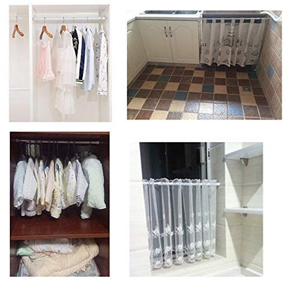 4 Pack Tension Rods, 21.6-35.4 Inch Adjustable Spring Steel Cupboard Bars Tension Curtain Rod Shower Rod Extendable Width (White) - color: White, size: 21.6-35.4 inch